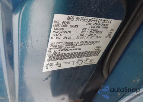 2001 Ford F-150 King Ranch Edition/Lariat/Xlt from USA, damaged, VIN 1FTRW08L71KE07341